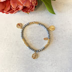 7"L Saint Benedict Bracelet Gold; Stretch; 5 Colors