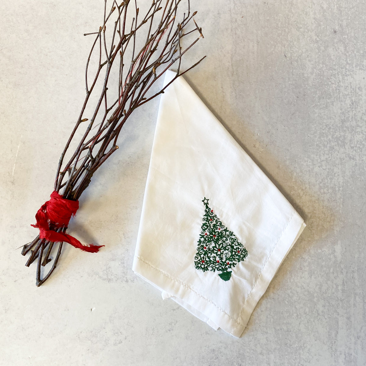 Christmas Tree Monogrammed Cloth Napkins