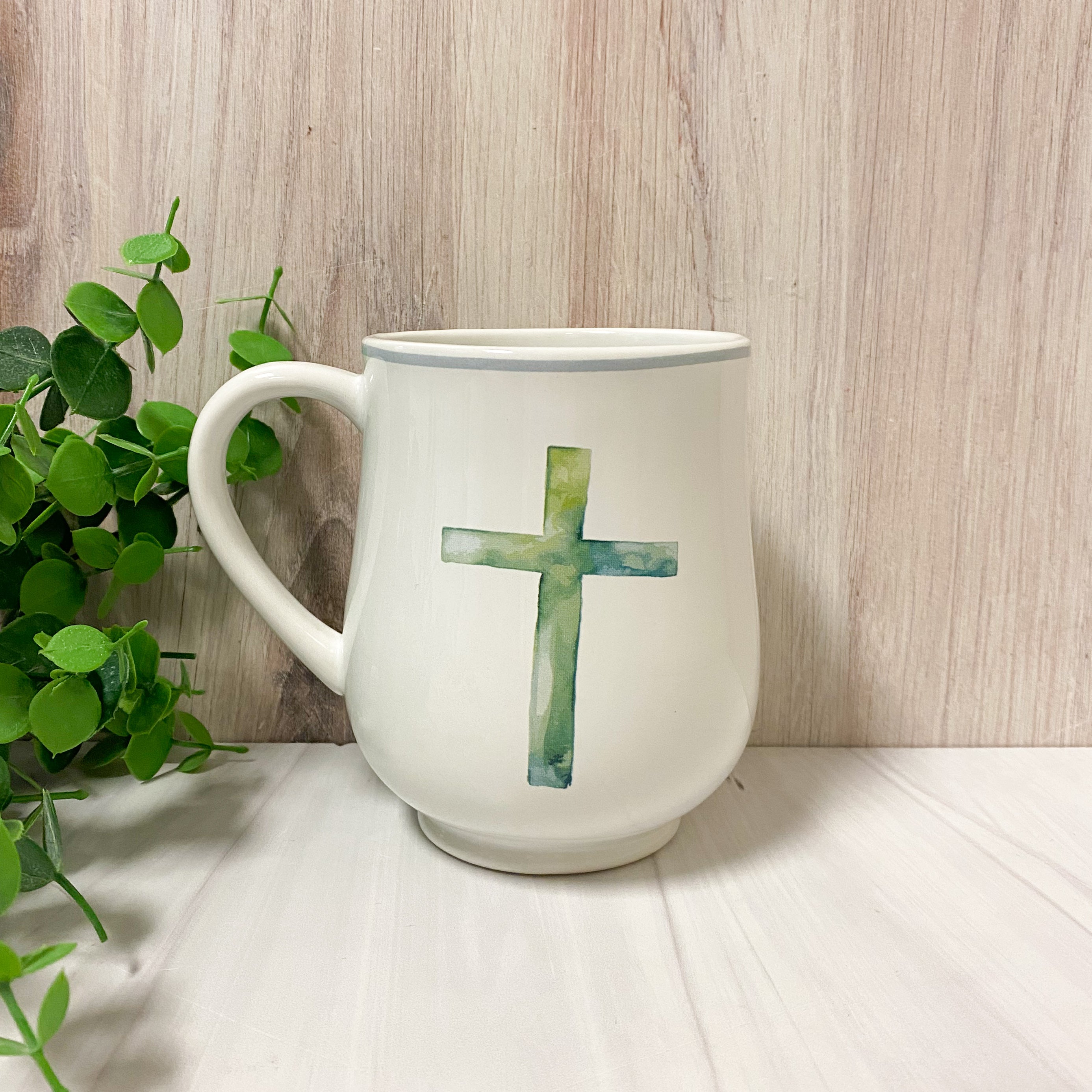 Watercolor Cross Mug White/Ice 18oz