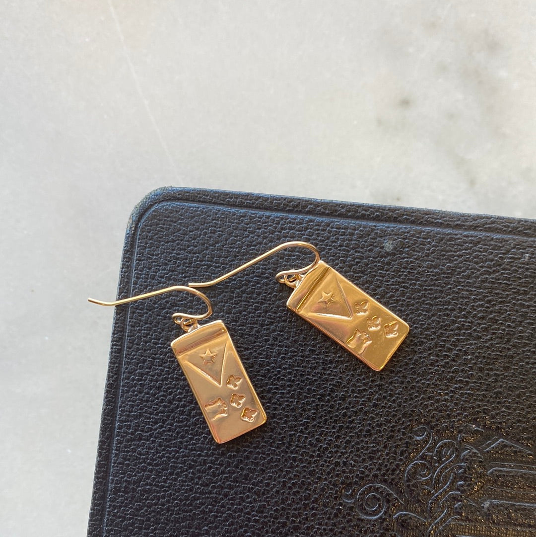 Acadian Flag Earrings - Bronze