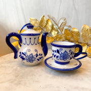 Blue/White Floral Teapot/Cup Ornaments
