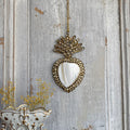 Hanging Ex-voto gold & bone heart