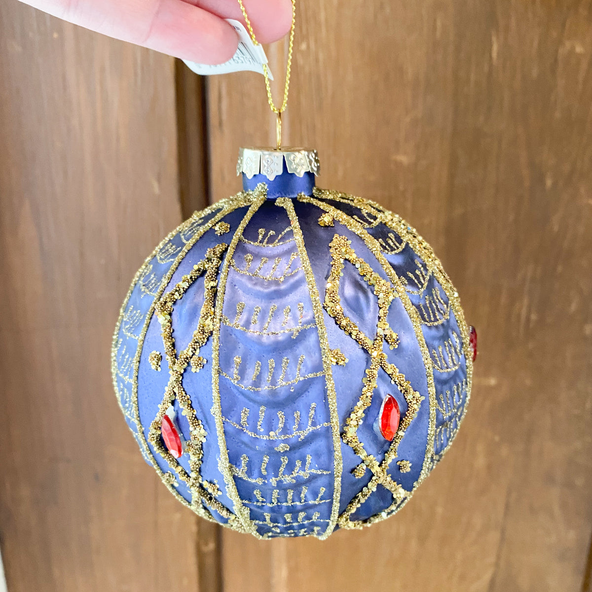 Ornament Various Accented Gold Glitter Designs with Gems (3 Colors)