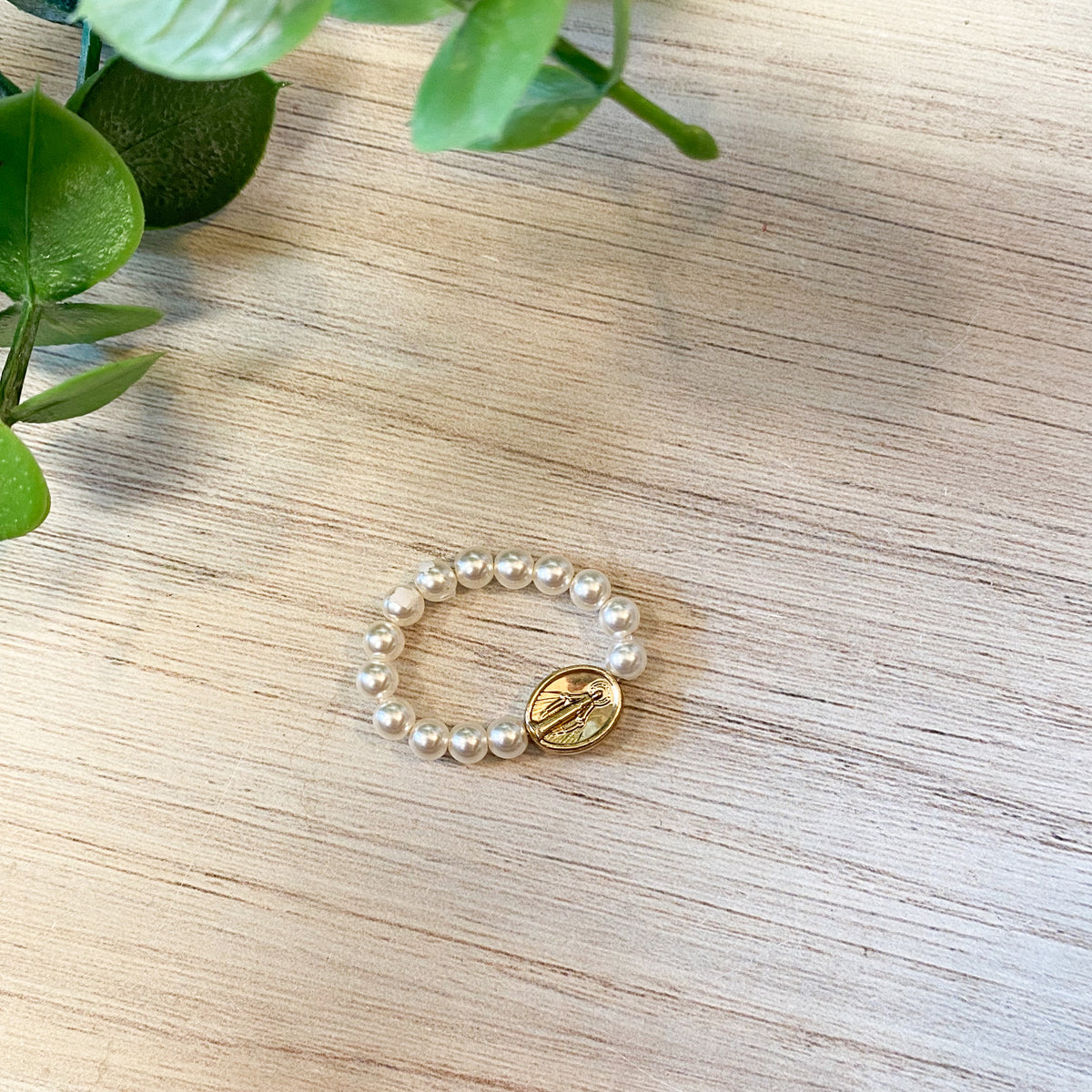 Beaded Religious Medal Rings