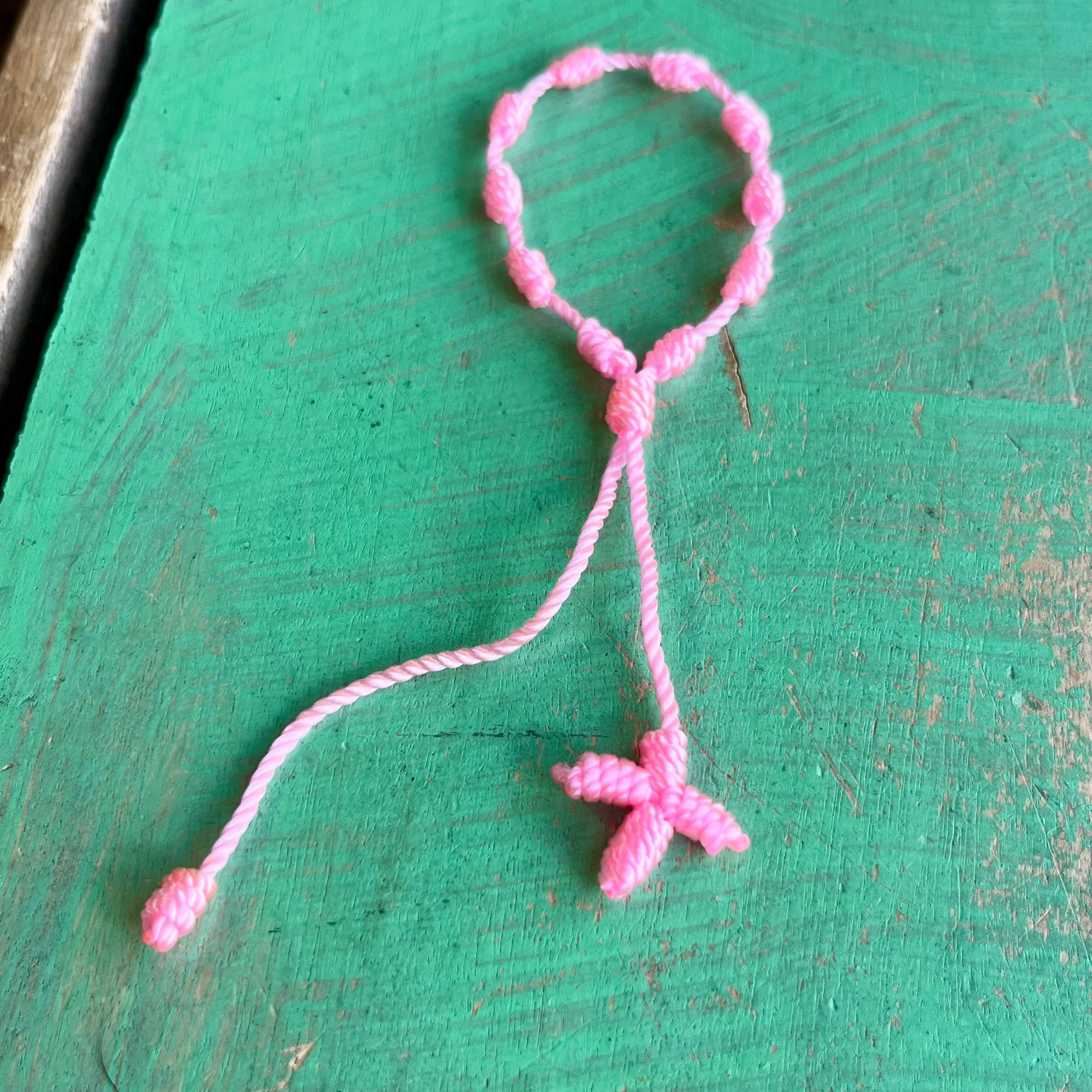 Knotted Cord Rosary Decade Adjustable Bracelet