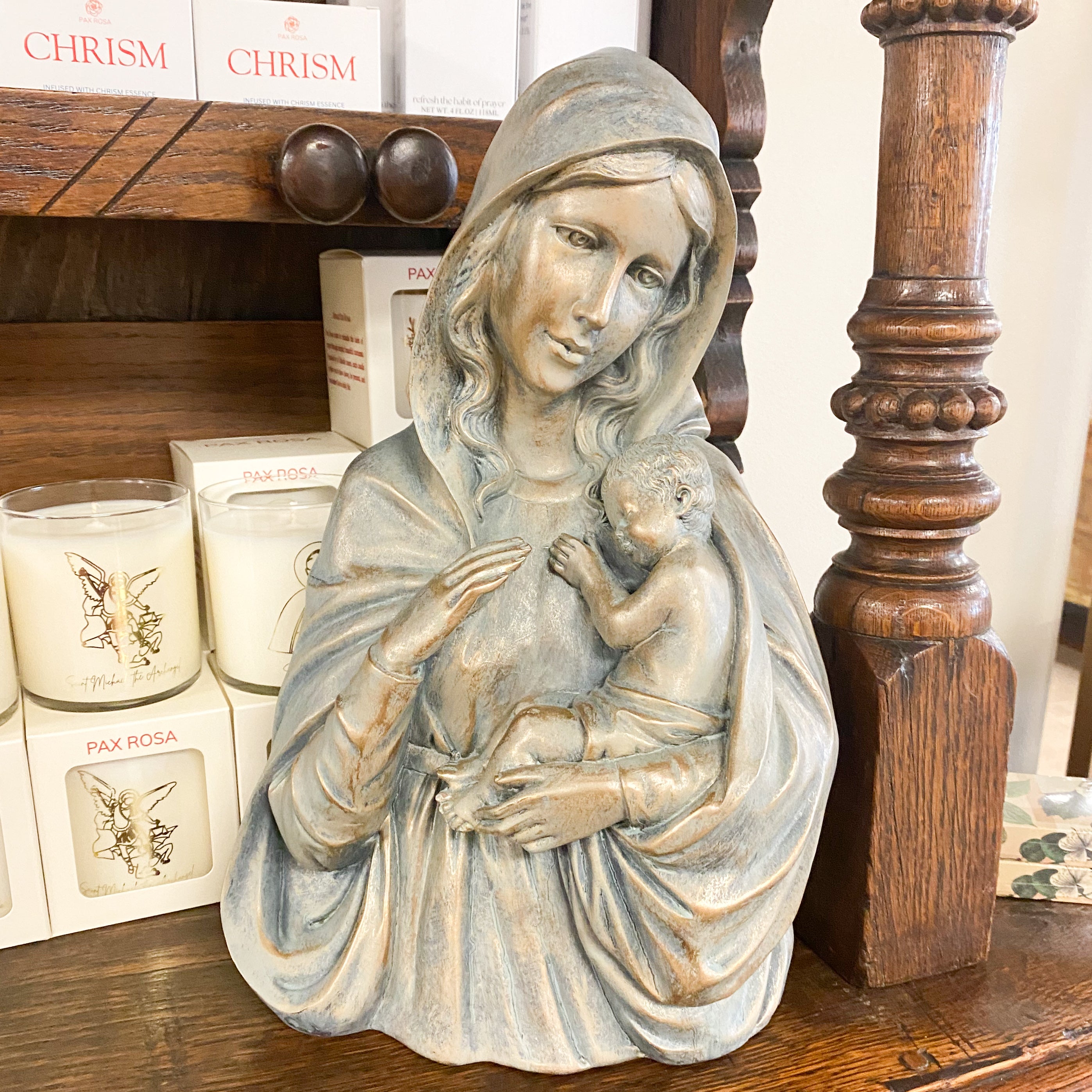 Bronze Madonna & Child Statue