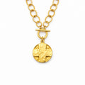 Heirloom Circle Loop Necklace with Matte Gold Lord's Prayer