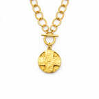 Heirloom Circle Loop Necklace with Matte Gold Lord's Prayer