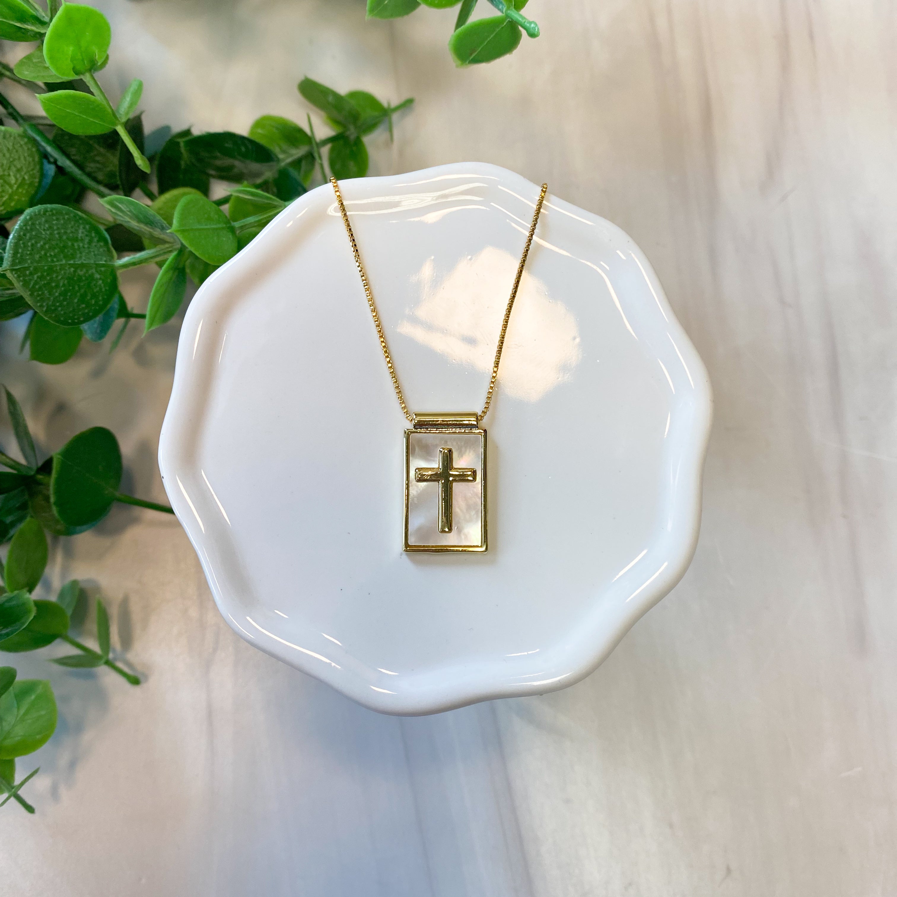 Mother of Pearl Cross Necklace