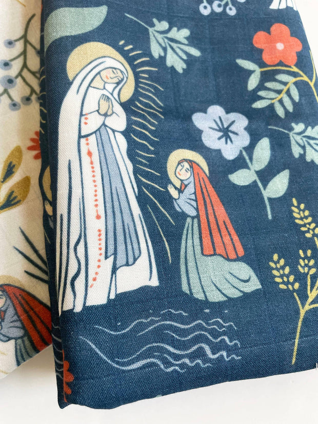 Our Lady of Lourdes & St. Bernadette Deluxe Swaddle Catholic