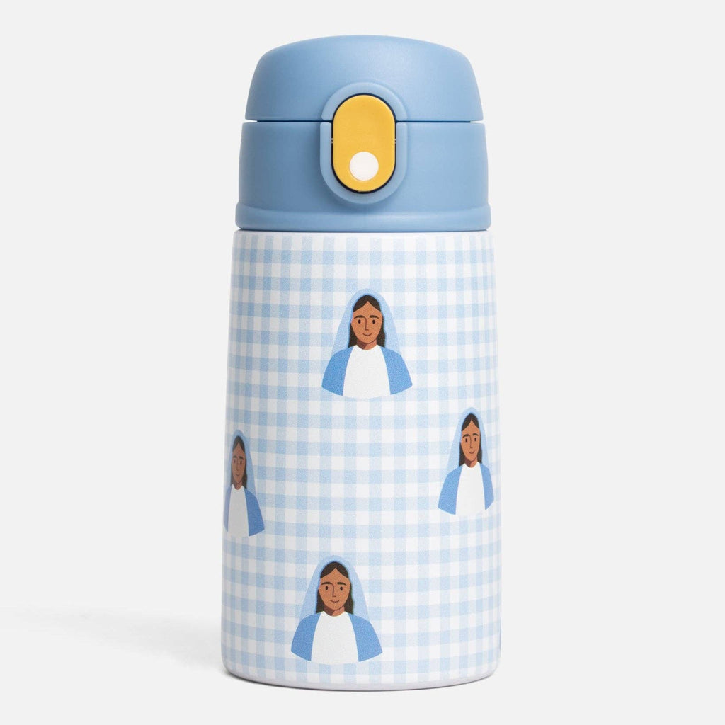 Blue Gingham Mary Water Bottle – 13.5oz Stainless Steel