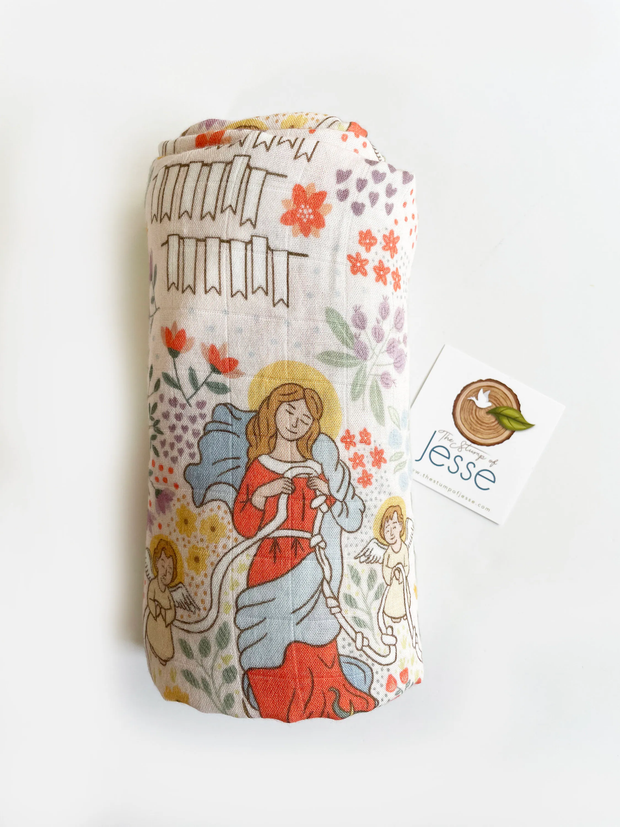 Mary Undoer of Knots Deluxe Swaddle I Catholic Gift