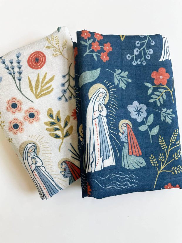 Our Lady of Lourdes & St. Bernadette Deluxe Swaddle Catholic