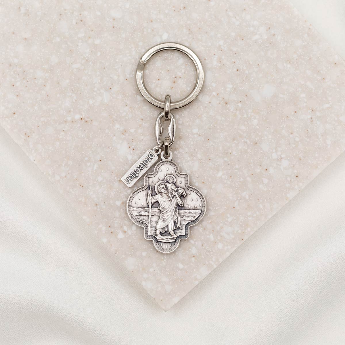 Silver St. Christopher Travel Protection Key Ring