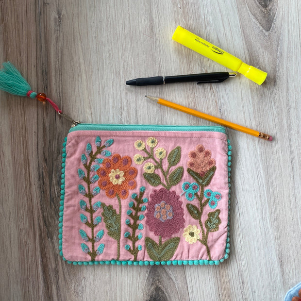 Pink Floral Pencil Pouch