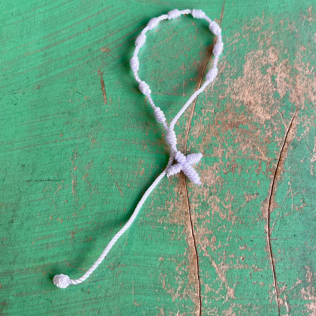 Knotted Cord Rosary Decade Adjustable Bracelet