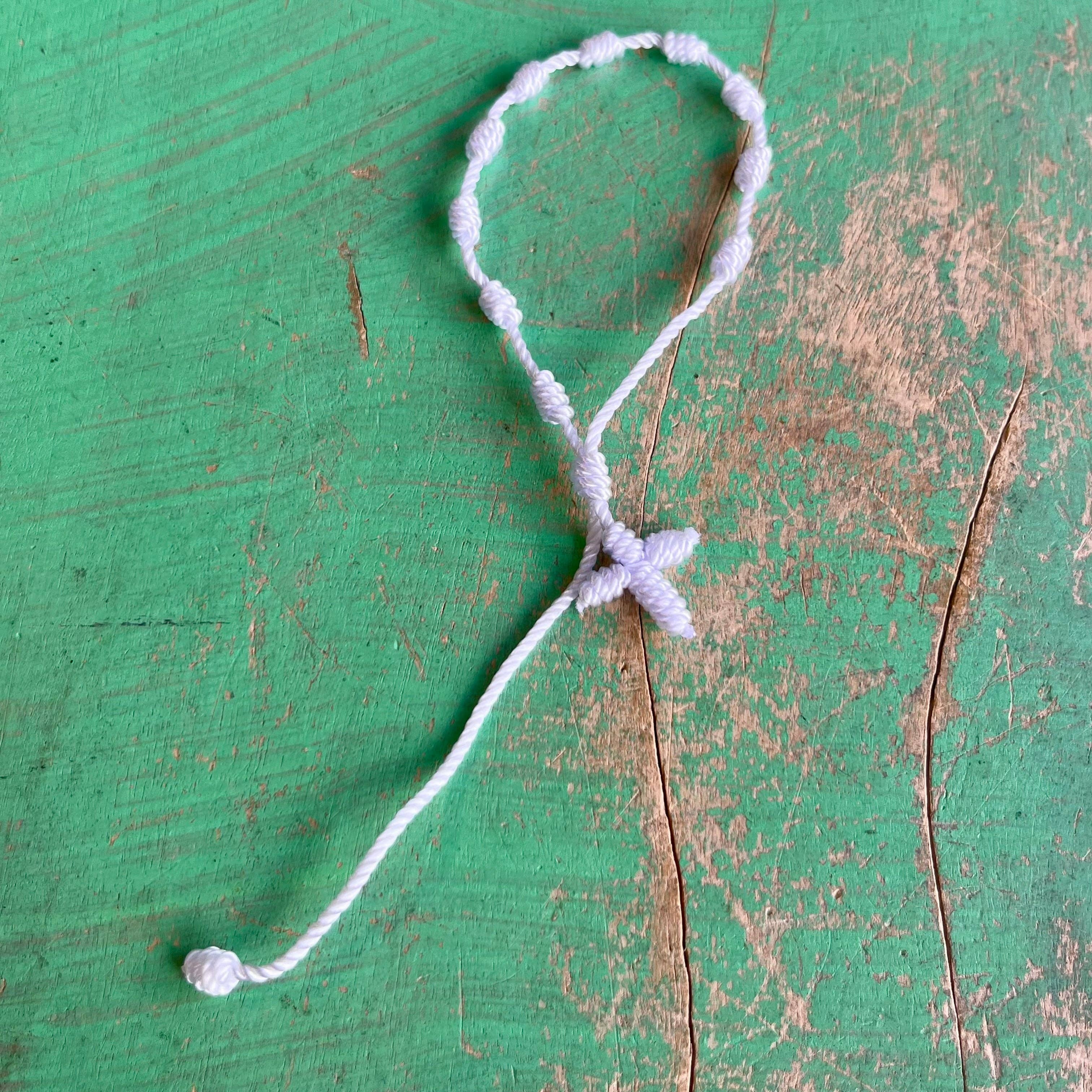 Knotted Cord Rosary Decade Adjustable Bracelet