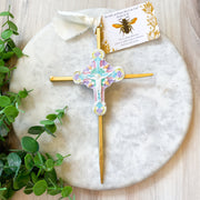 Resin Intaglio Nail Cross - Pastels
