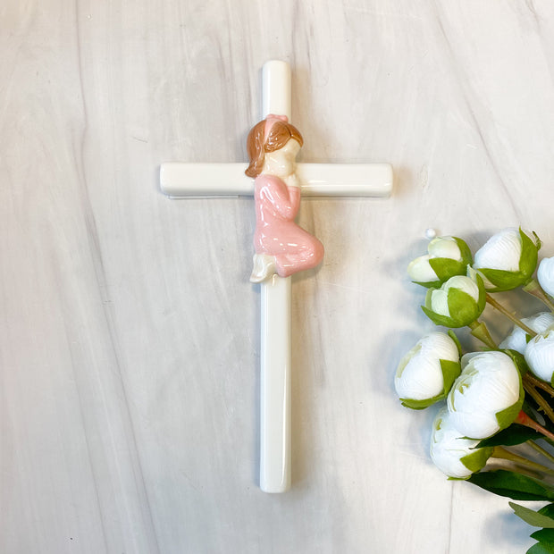 7.5" Valencia Praying Girl Cross