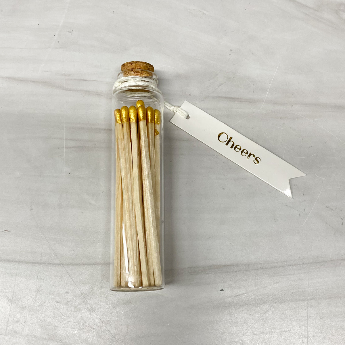 Glass Bottle Match Holder w Tag, Cork Safety Matches & Striker