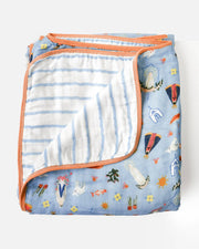 Blue Marian Deluxe Muslin Baby Blanket Quilt