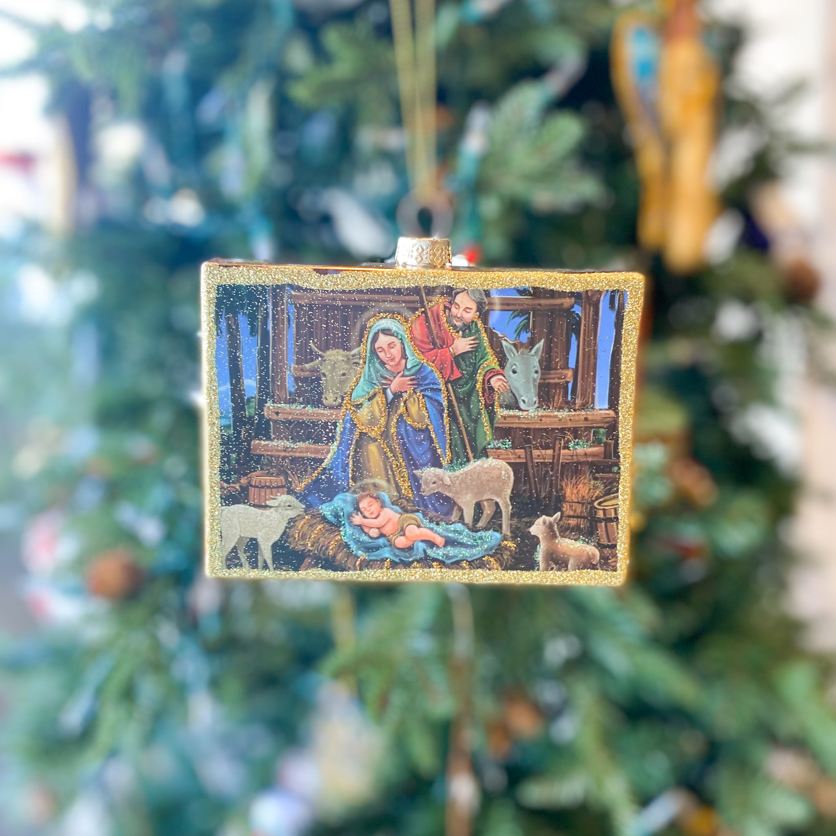 Glass Holy Family Ornament