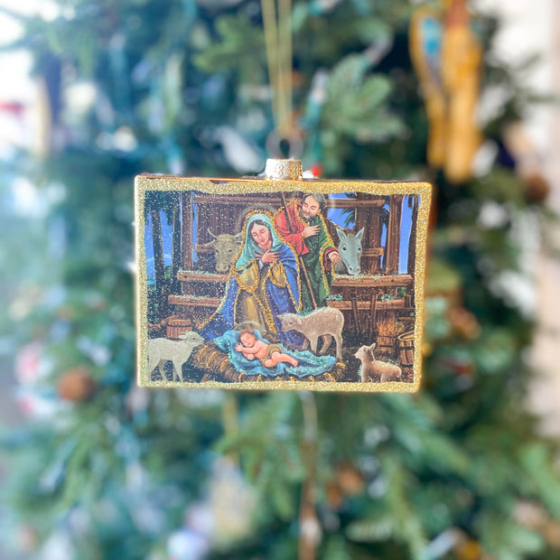 Glass Holy Family Ornament