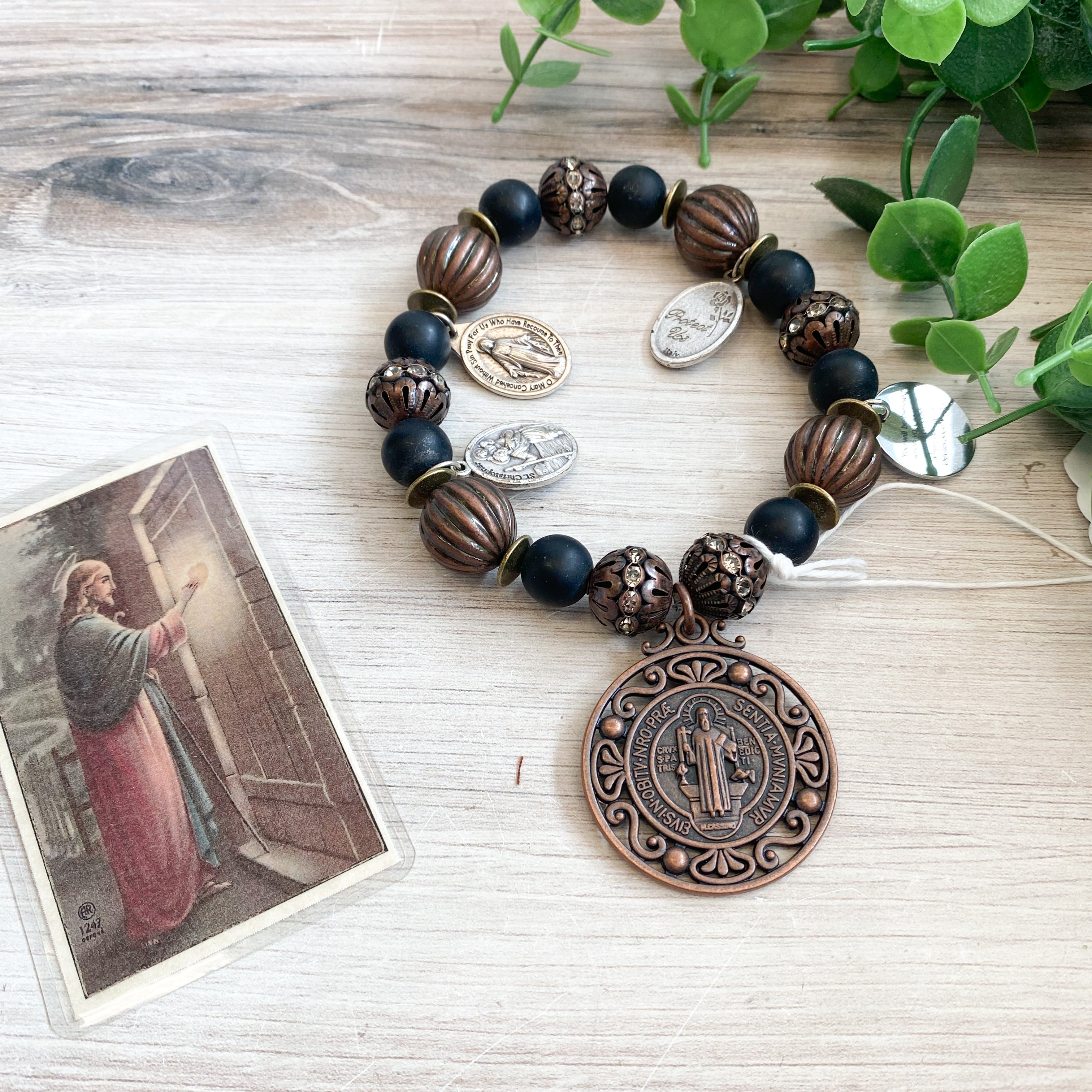 DB2025008 - Door Blessing - Copper/Black St. Benedict