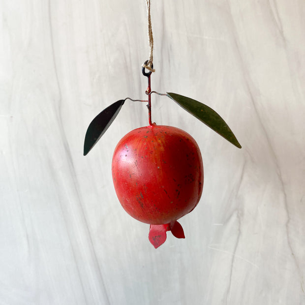 4-1/2"H - 5"H Metal Apple/Pomegranate Ornament, 2 Styles