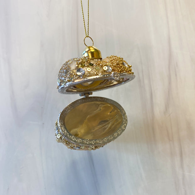 3.5" Champagne Gold Heart Box Ornament