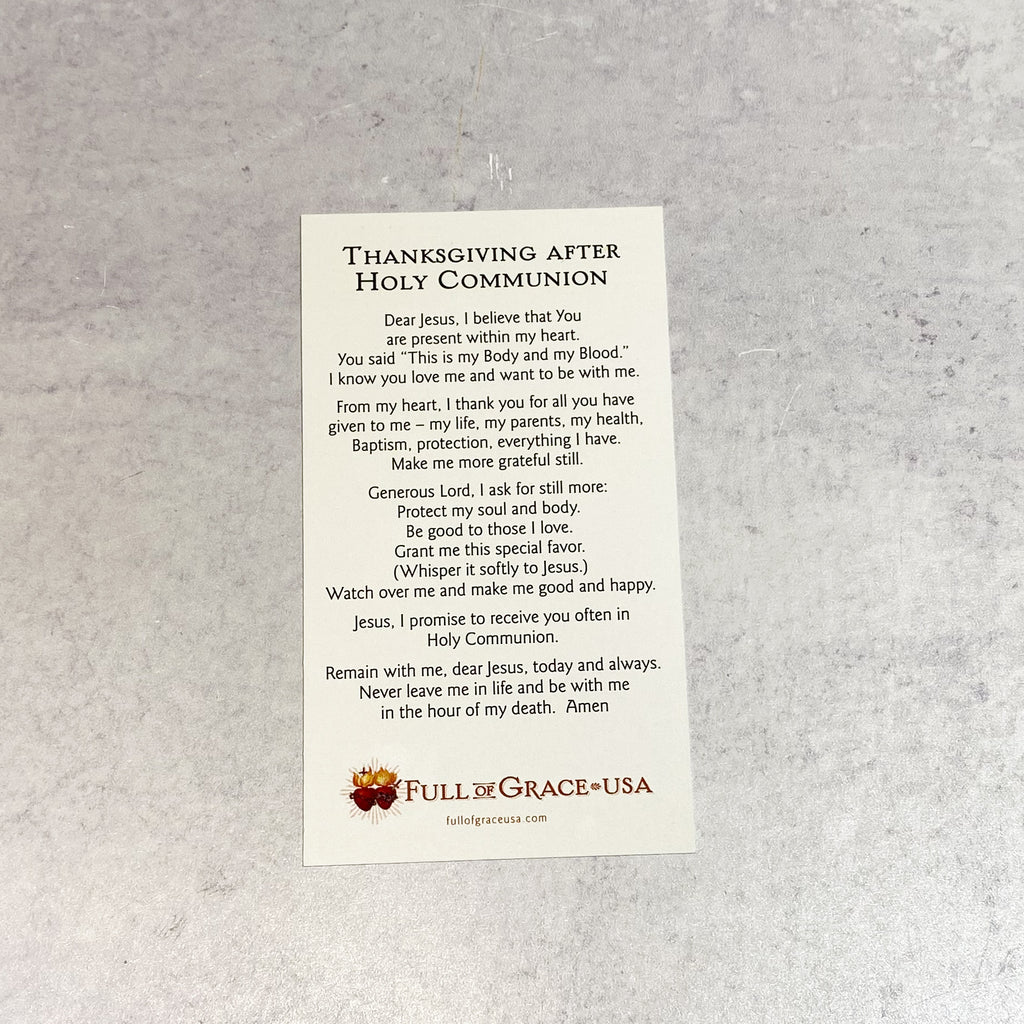 Thanksgiving After Holy Communion Holy Card NEW