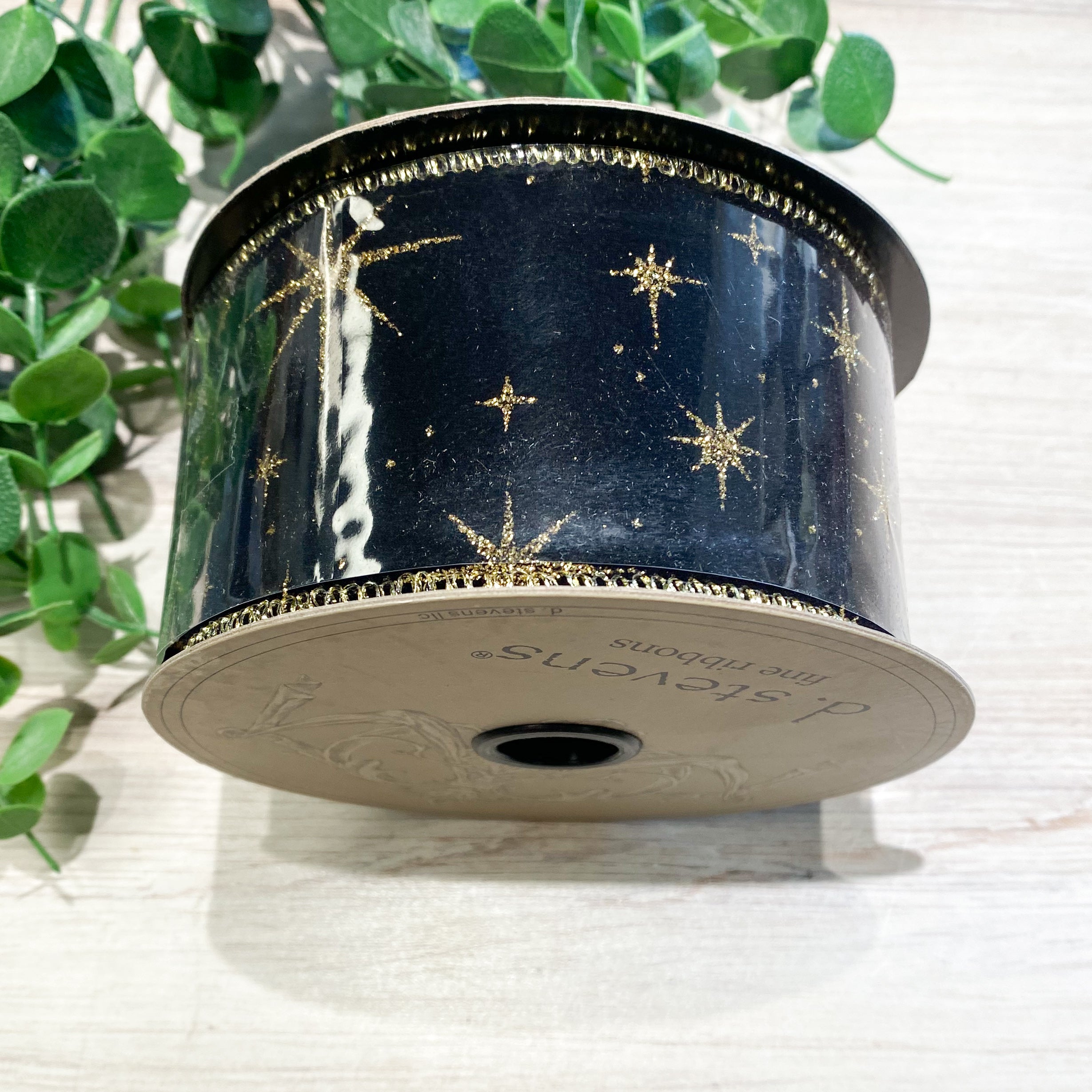 Black Velvet Gold Glitter Ribbon 2.5" x 10yds