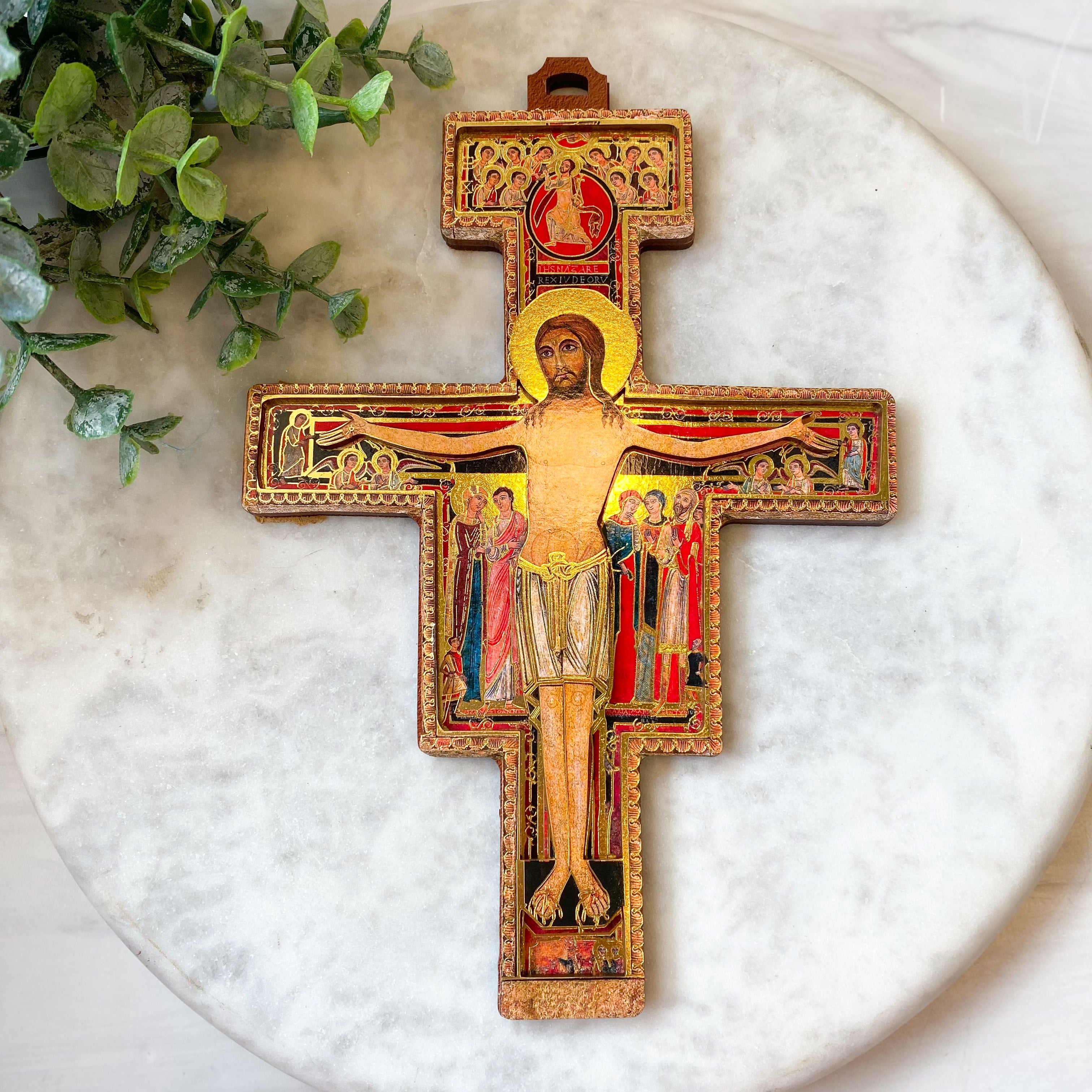 8" Italian 2D San Damiano Wood Cross