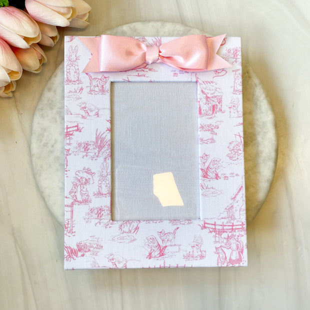 4x6 Frame with Peter Rabbit Toile & Satin Bow