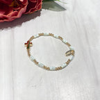 Child Size Gold Side Cross Stretch Beaded Bracelet (3) Colors