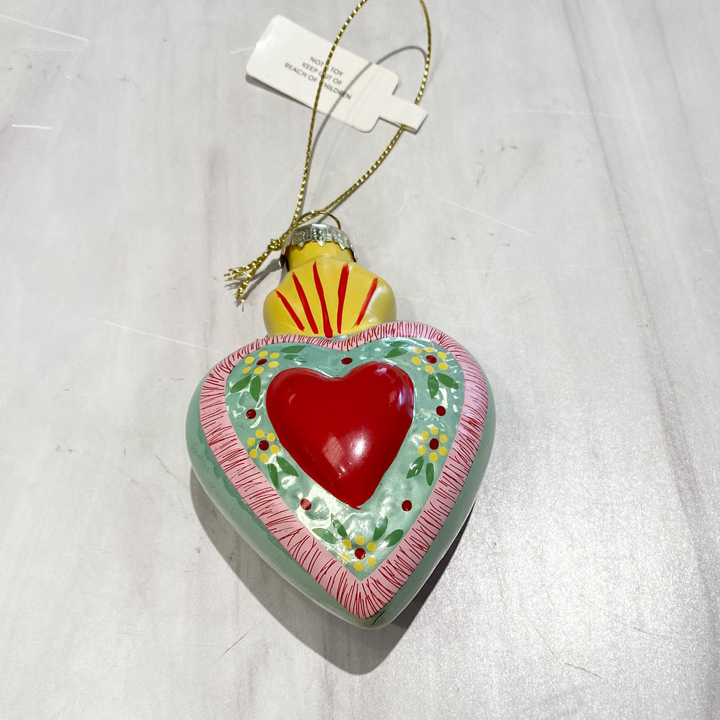 Glass Sacred Heart Ornament (3 colors)