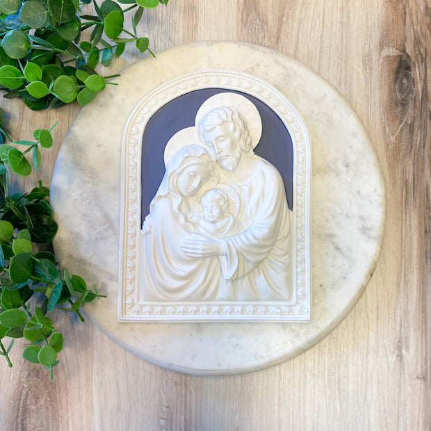 7.5" Holy Family Wall Plaque Della Robbia
