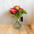 6.75 Inch Pink Ranunculus Premade in Glass Vase w/Faux Water