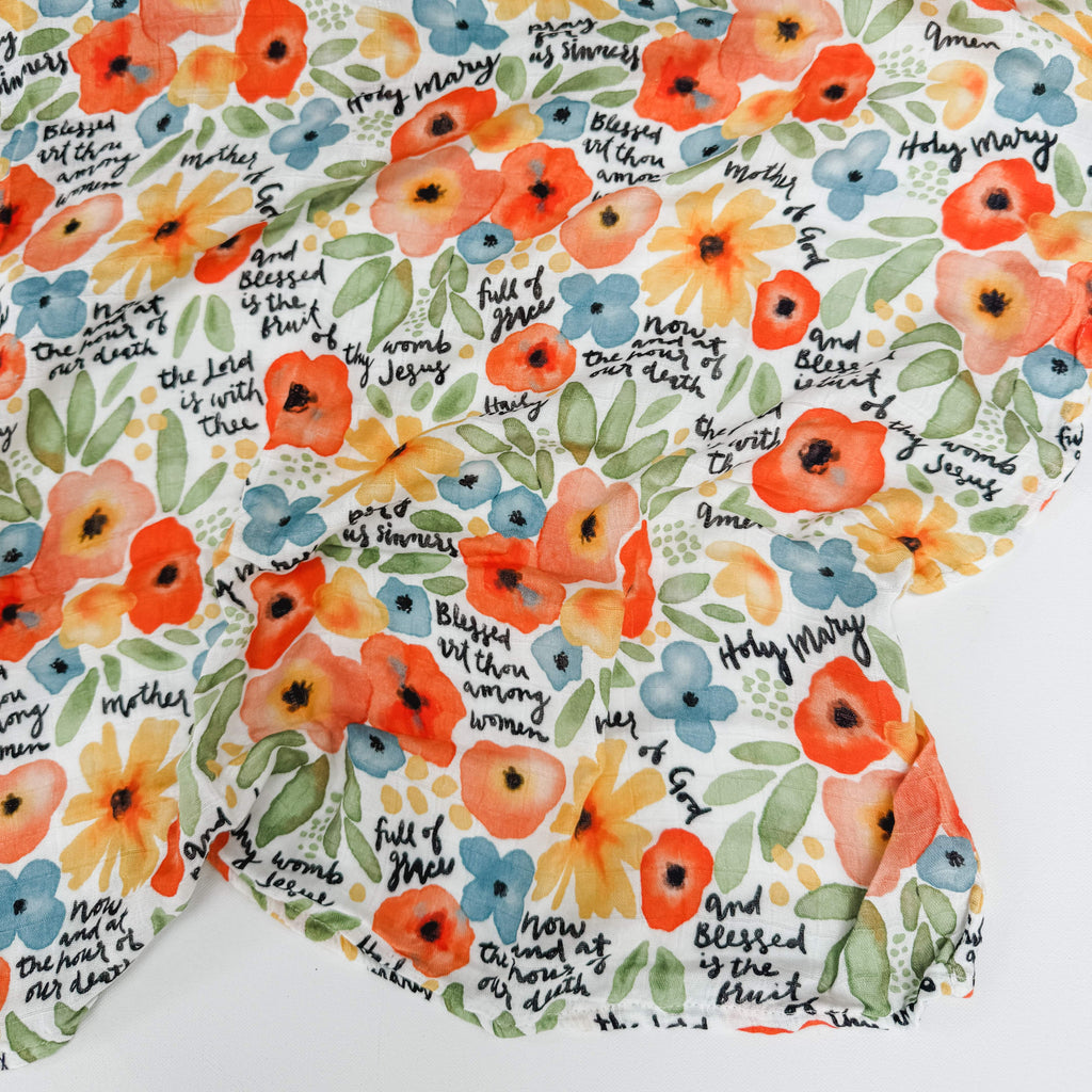 Watercolor Hail Mary Muslin Blanket Swaddle
