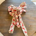 Natural Linen Cardinal and linen plaid bow