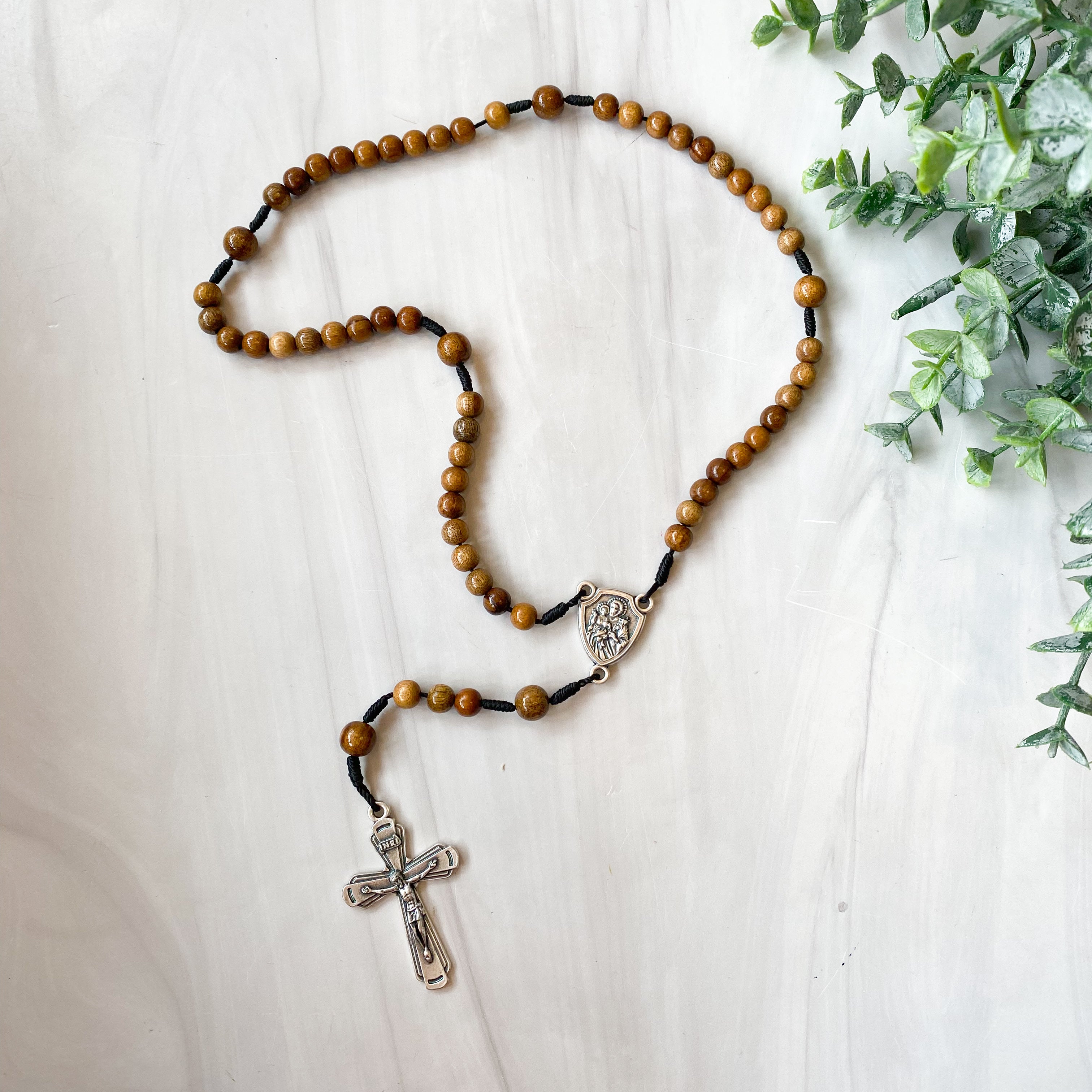 Handmade Wooden Rosary - St. Joseph's Armor Design