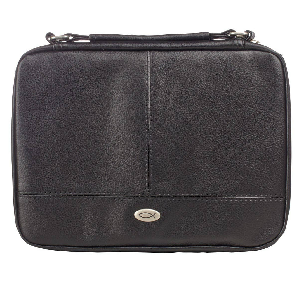 Bible Cover Organizer Two-fold Black Ichthus Badge
