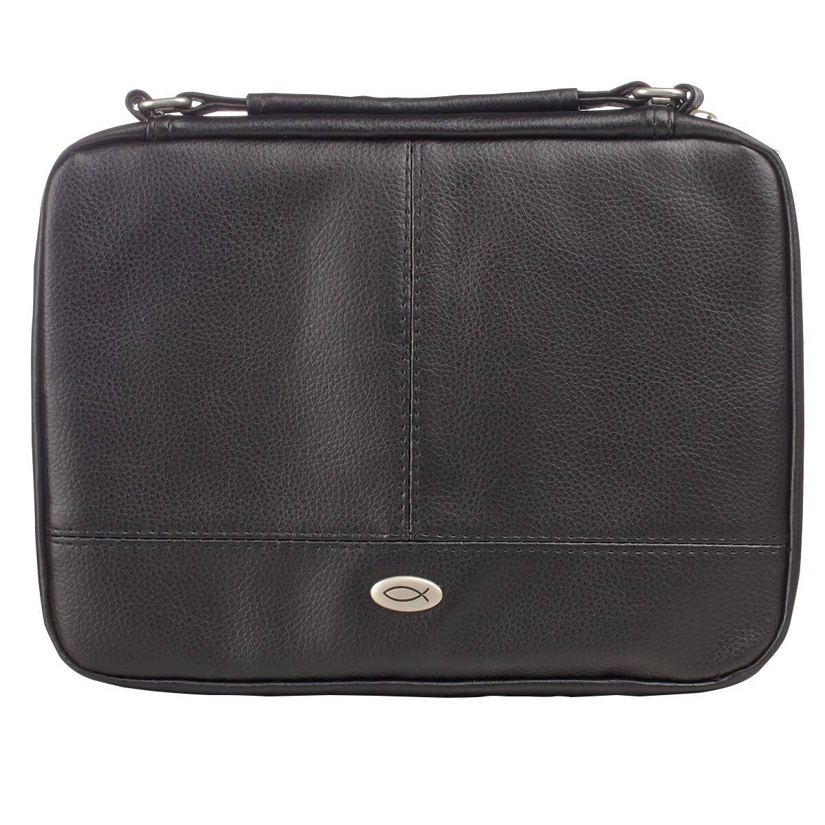 Bible Cover Organizer Two-fold Black Ichthus Badge