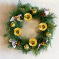 12"D Advent Pine Wreath with Purple Bows & Gold Bows