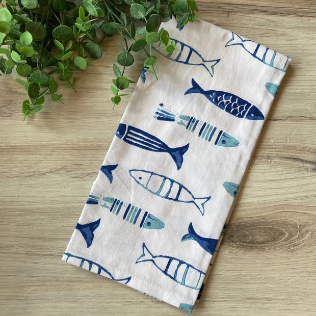 Martin Fish Hand Towel White/Blue