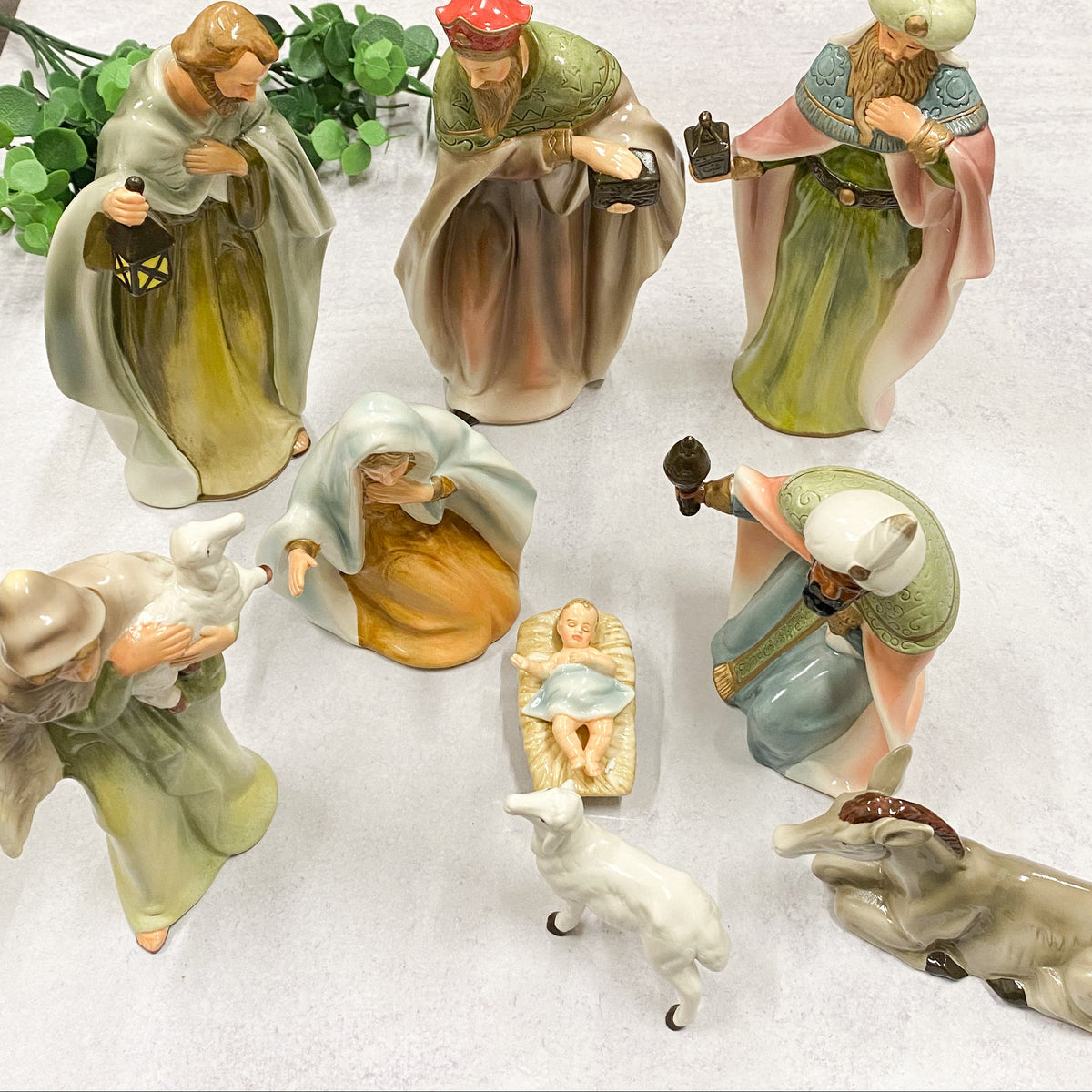8.25"H Nativity 9 Piece Set Water