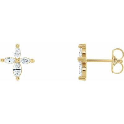 Natural Diamond Marquise Cross Earrings