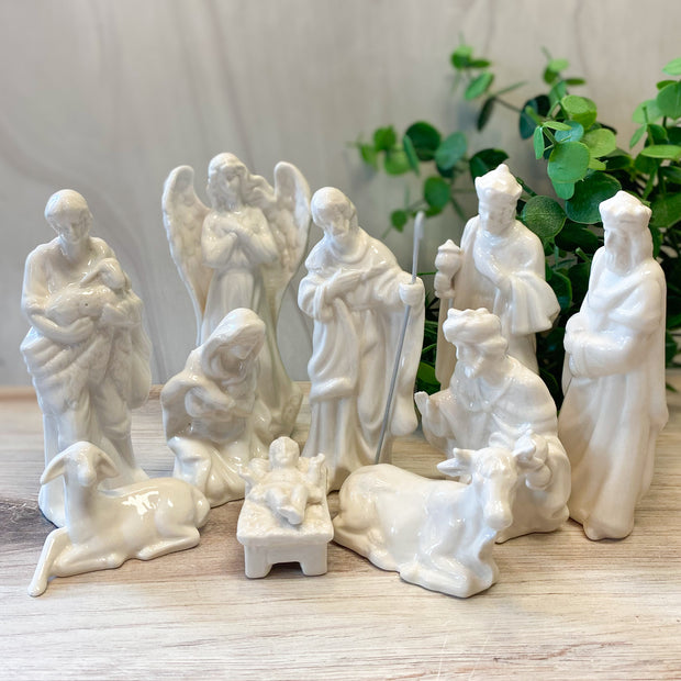 10pc White Porcelain Nativity