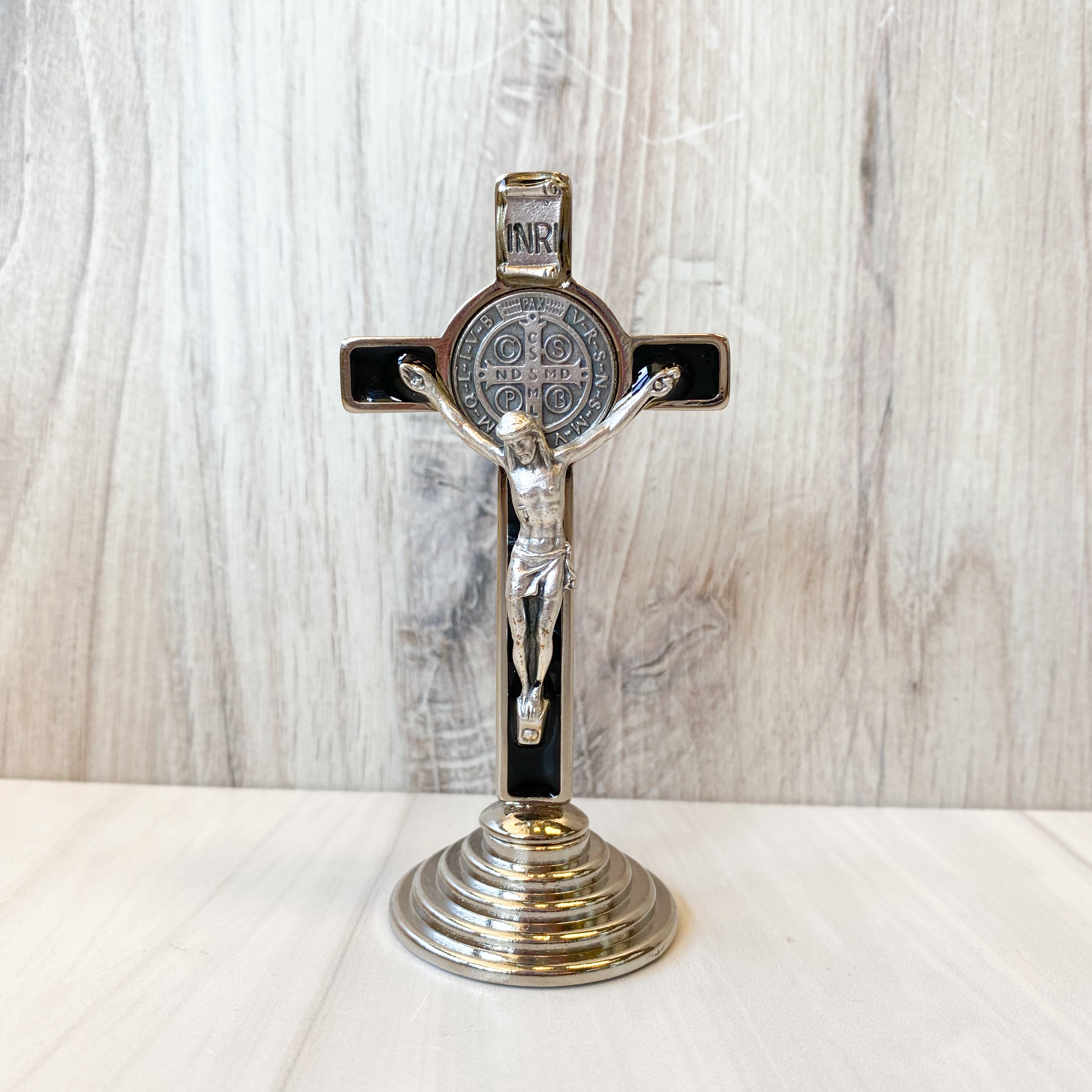 Saint Benedict Standing Auto Crucifix