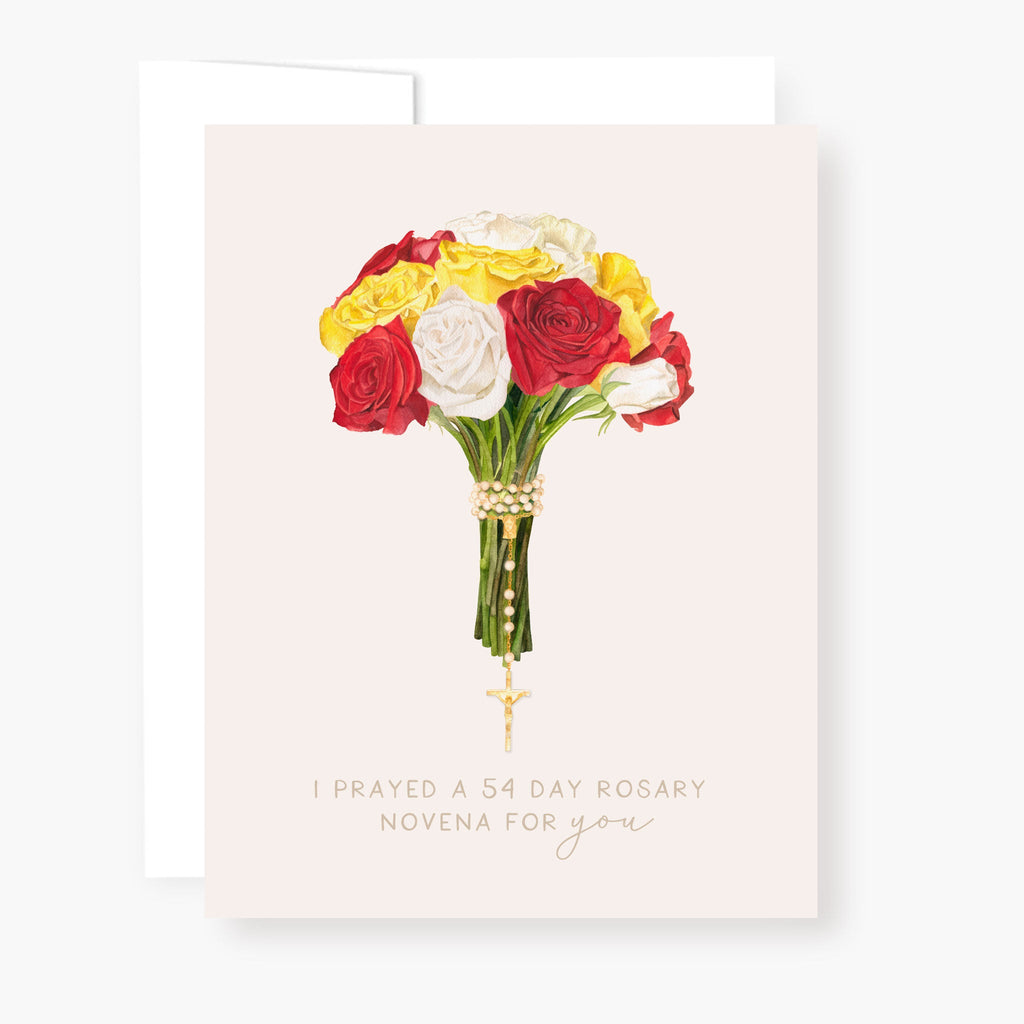 54 Day Rosary Novena Card | Bouquet of Roses - Single Card